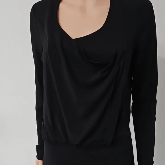 BCBGeneration Black Ribbed Ruched Long Sleeve Sheath Dress - Picture 1 of 11